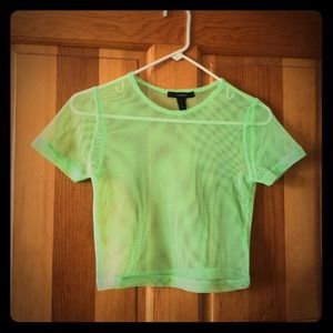Neon Green Netting Crop Top